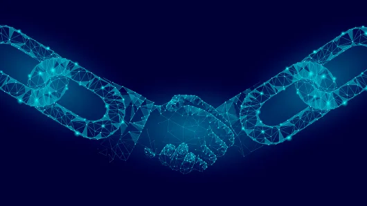 an image of a trusted blockchain handshake