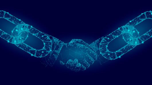 an image of a trusted blockchain handshake