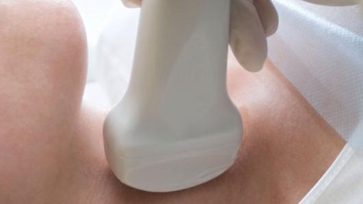 An ultrasound over a neck.