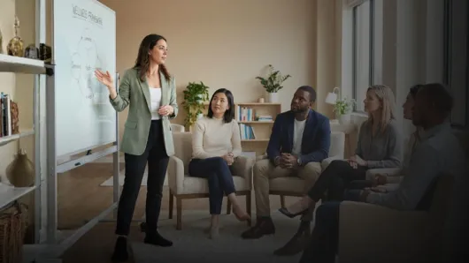 A woman leading a meeting.