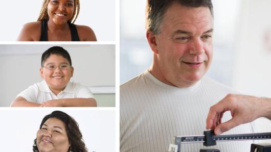 People weighing themselves.