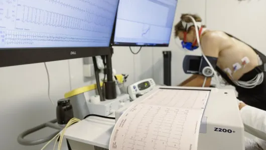 Someone taking a cardio test.