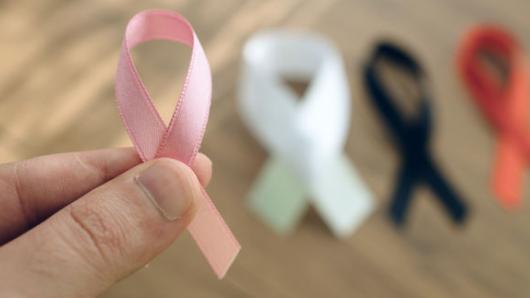 Cancer ribbons of varying colors.