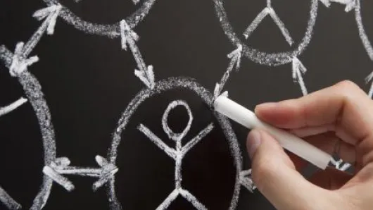 drawing on a chalkboard, networking. 