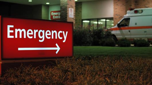 Emergency sign at hospital.