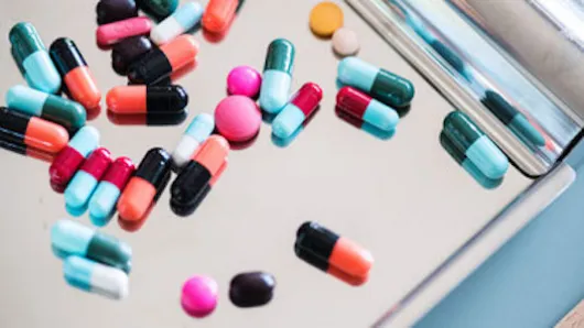 Assortment of drug capsules and pills