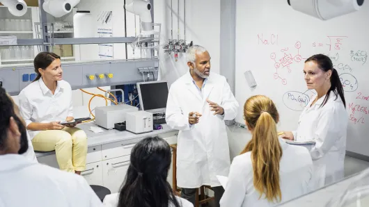 A group of EHS professionals in a group conversing
