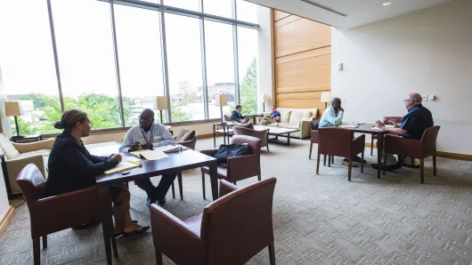 Negotiation and Leadership participants engage in role plays on Harvard Law School campus.