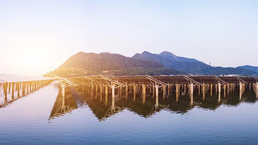 solar energy being generated on water