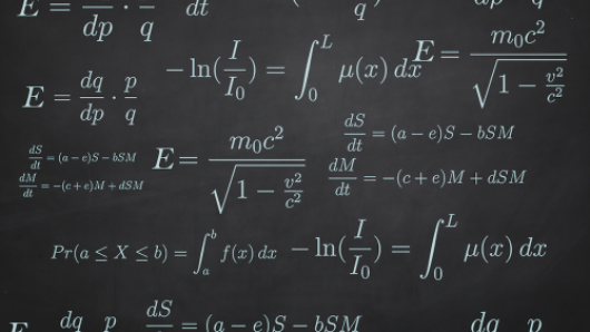 Calculus equations written on a blackboard