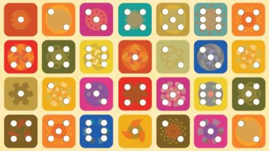 Colorful dice faces
