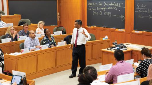 Professor Rangan teaching executives in a HBS classroom